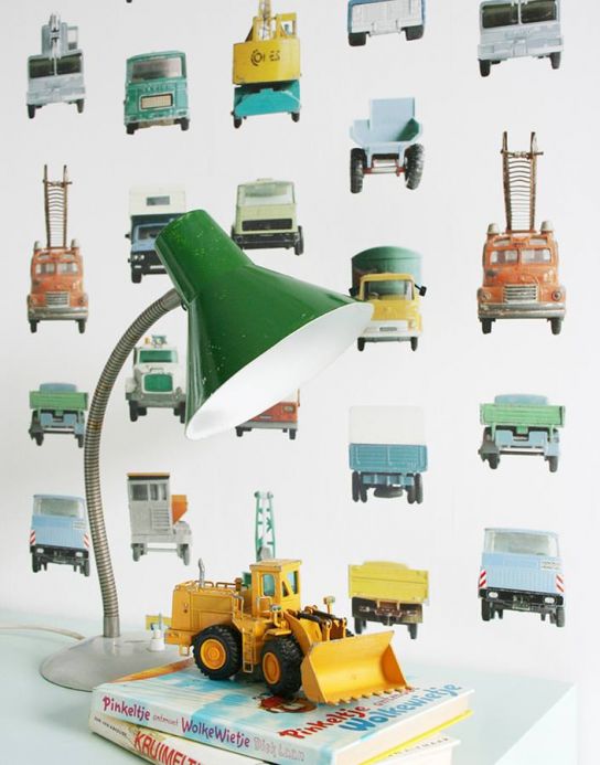 Papier peint de Studio Ditte Papier peint Work Vehicles turquoise Vue pièce