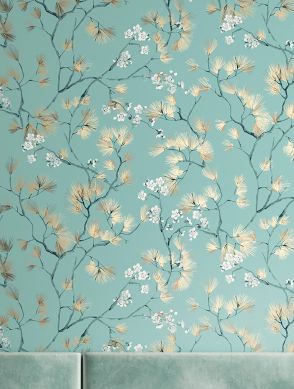 Wallpaper Makino mint turquoise Raumansicht