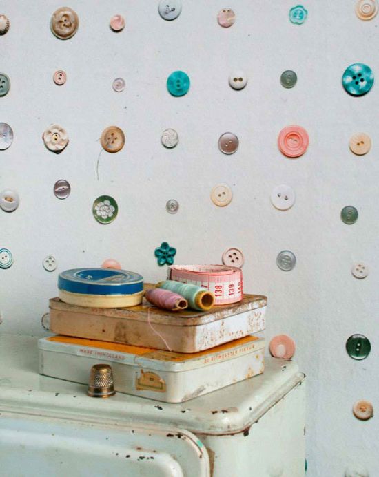 Papel pintado multicolor Papel pintado Button turquesa Ver habitación