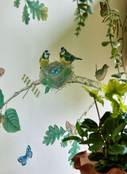 Papel de parede pássaros Papel de parede Merle branco Ver ambiente