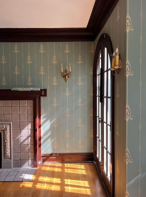 Art Nouveau Wallpaper Wallpaper Danne mint turquoise Room View