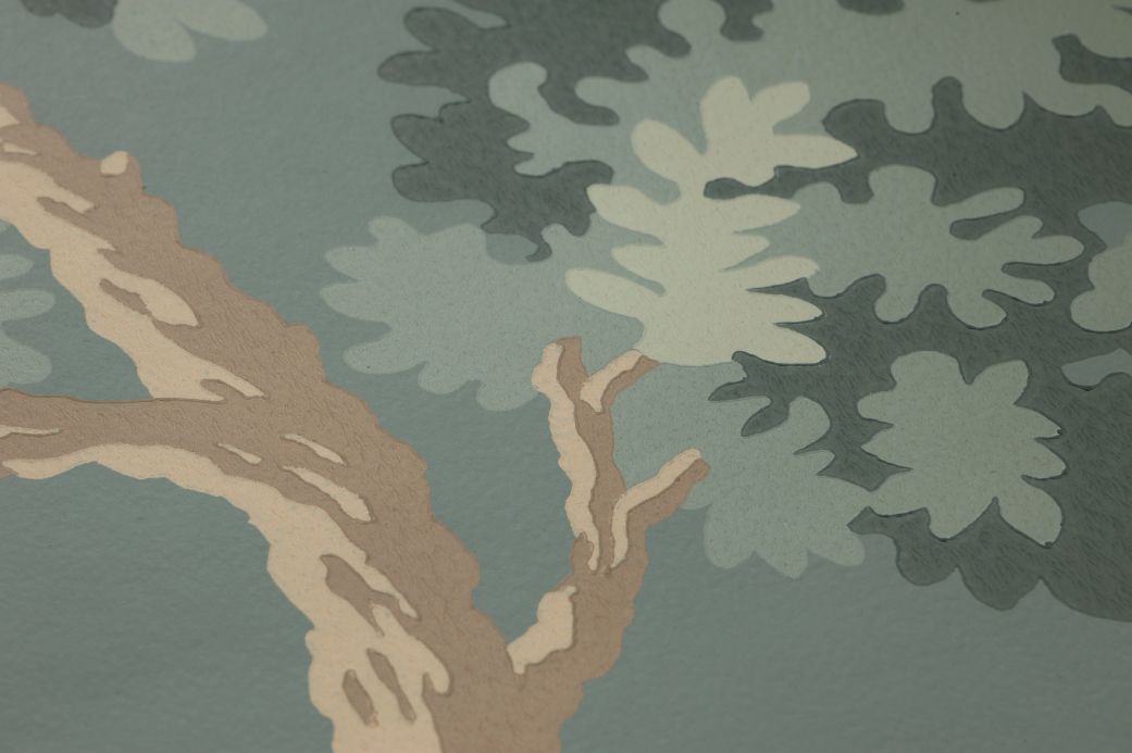 Papier peint de forêts et d’arbre Papier peint Raphael Trees gris vert Vue détail