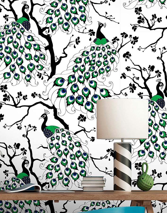 Wallpaper Peacock green | Wallpaper from the 70s