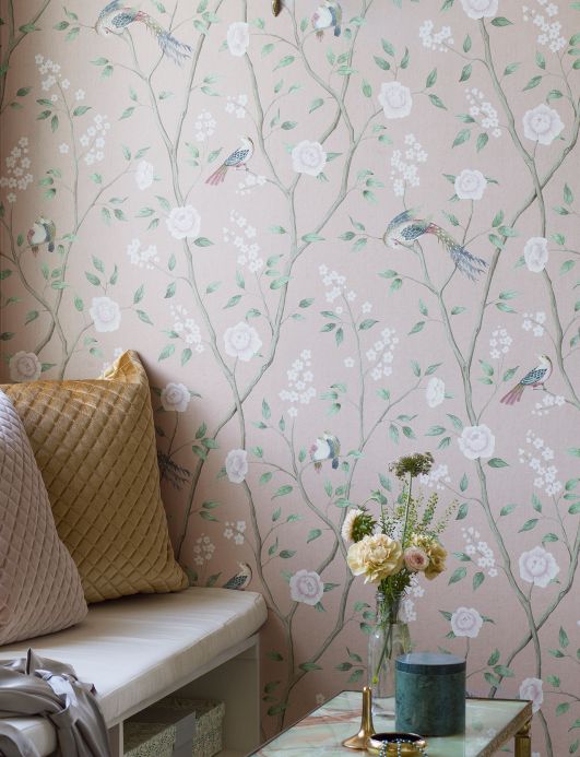 Floral Wallpaper Wallpaper Leonidas pale rosewood Room View