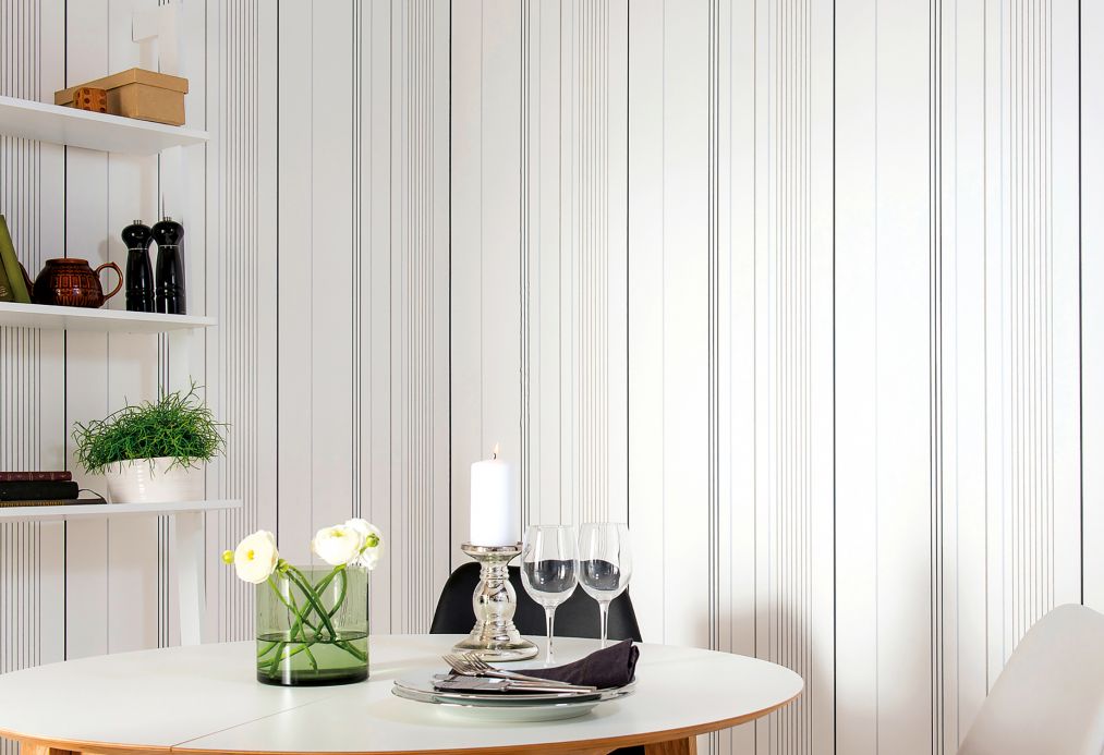 Striped Wallpaper Wallpaper Alanon grey Room View