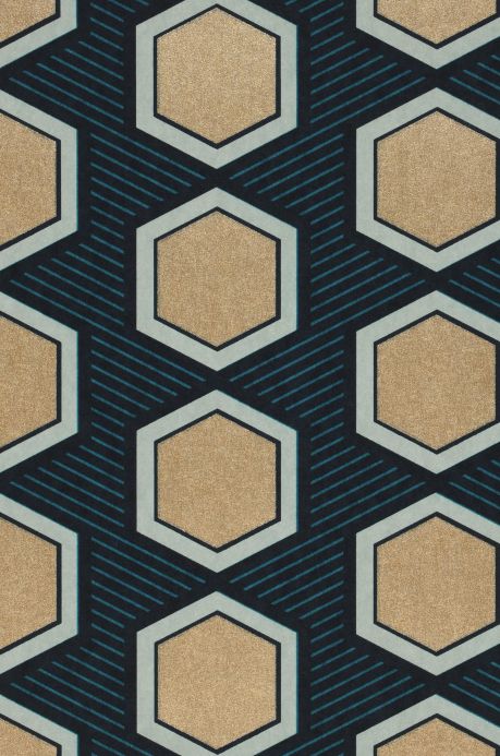 Geometric Wallpaper Wallpaper Uroko turquoise blue A4 Detail