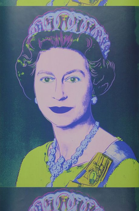 Papel pintado Papel pintado Andy Warhol - Queen verde amarillento claro Ancho rollo