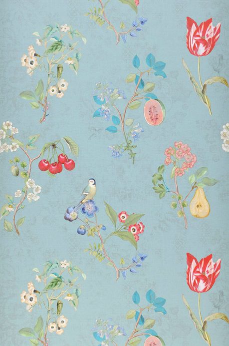 Floral Wallpaper Wallpaper Mallorie pastel turquoise Roll Width