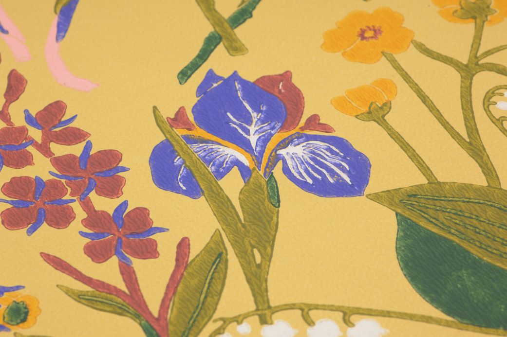 Carta da parati floreale Carta da parati Annelie giallo Visuale dettaglio