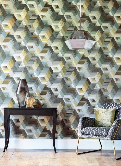 Geometric Wallpaper Wallpaper Nikita dark grey Room View