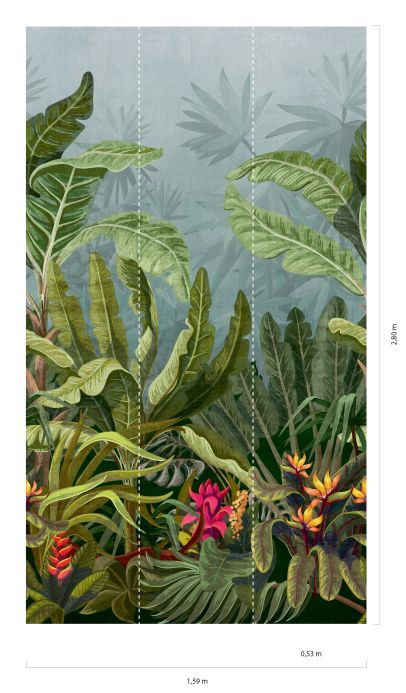 Botanische Tapeten Wandbild Borneo Grüntöne Detailansicht