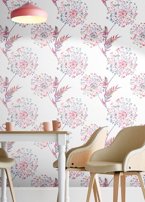 Papel de parede floral Papel de parede Sophia branco Ver quarto