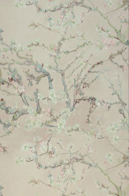 Papel pintado VanGogh Blossom gris beige claro Bahnbreite