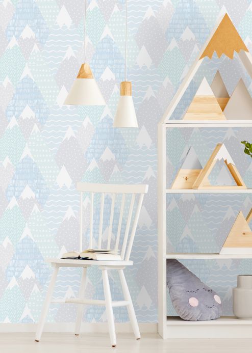 Children’s Wallpaper Wallpaper Kadira pastel blue Room View
