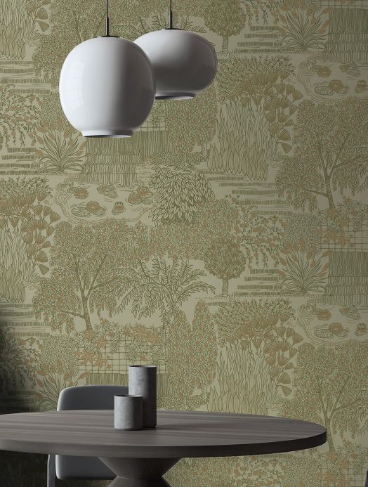 All Wallpaper Mirto olive green Room View