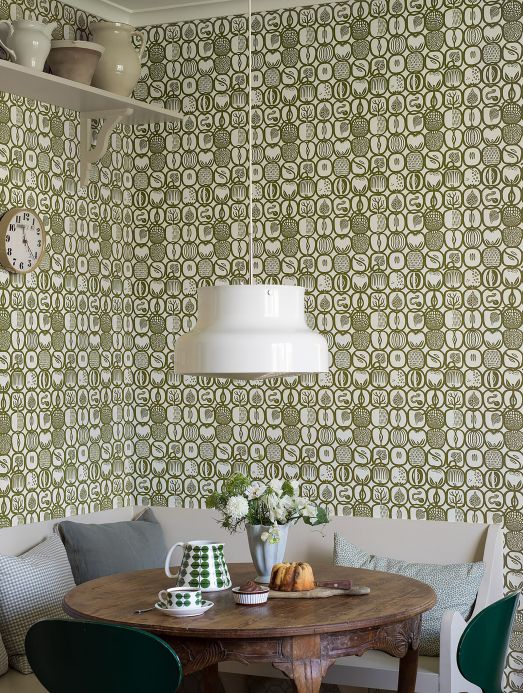Geometric Wallpaper Wallpaper Julius olive green Room View