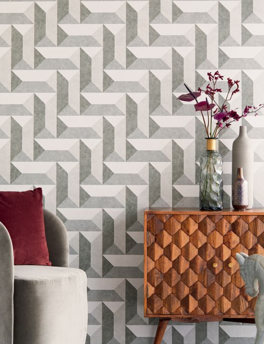 Geometric Wallpaper Wallpaper Rekel grey tones Room View