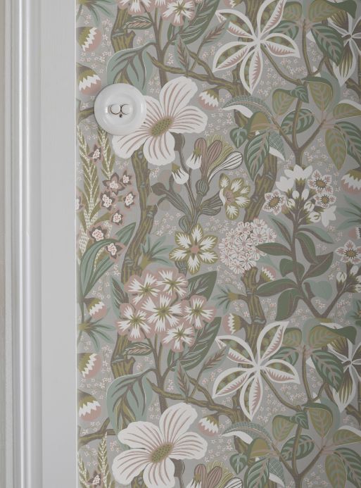 Floral Wallpaper Wallpaper Fanfara light grey Room View