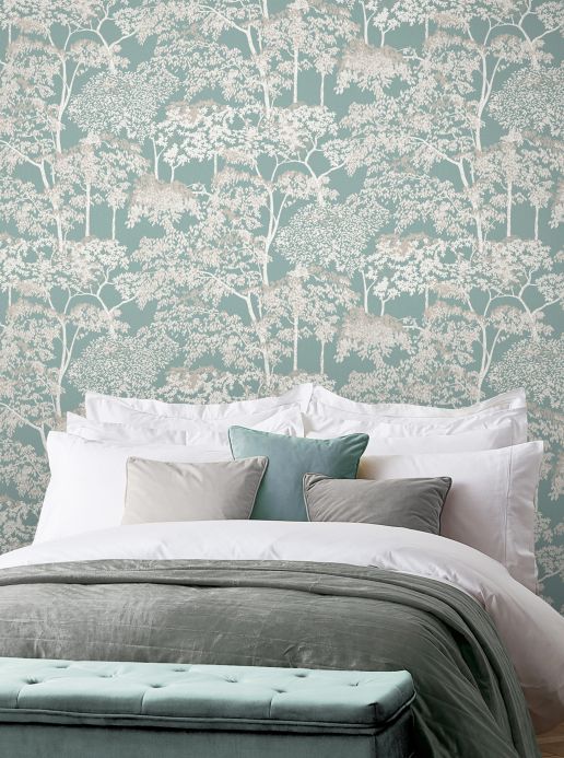 Wallpaper Wallpaper Arboleda turquoise Room View