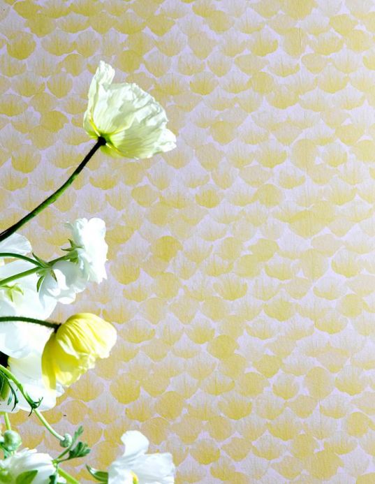 Botanical Wallpaper Wallpaper Poppy lemon yellow Room View