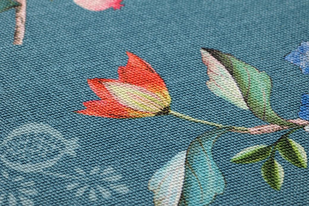 Florale Tapeten Tapete Vanity Türkisblau Detailansicht
