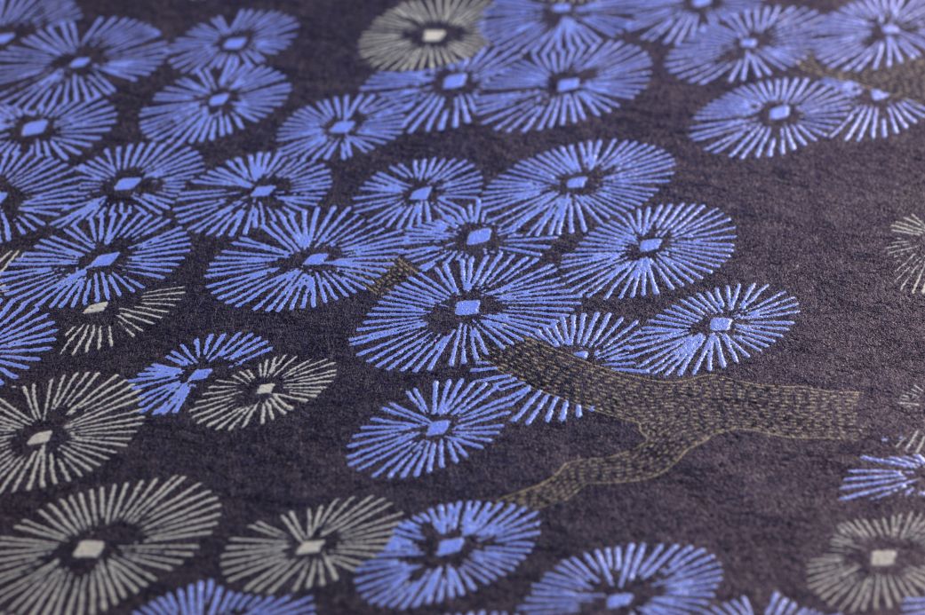 Florale Tapeten Tapete Kirigami Perlblau Detailansicht