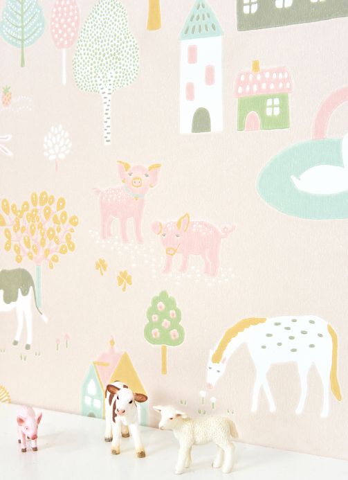 Designer Wallpaper My Farm pale pink Room View