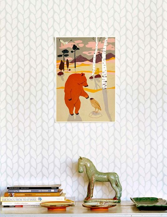Majvillan Wallpaper Wallpaper Leya cream white Room View