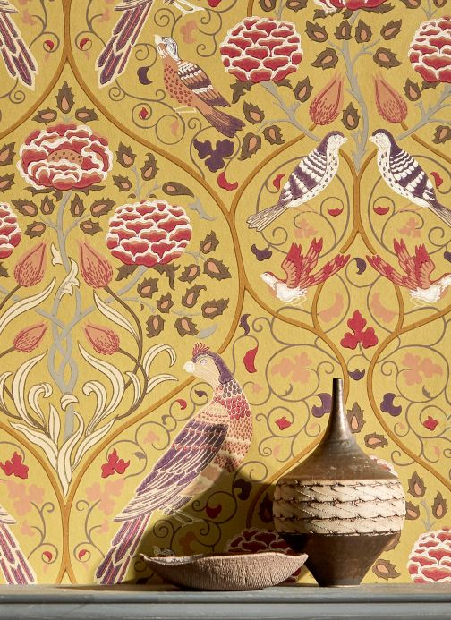 Bird Wallpaper Wallpaper Adina matt gold Room View