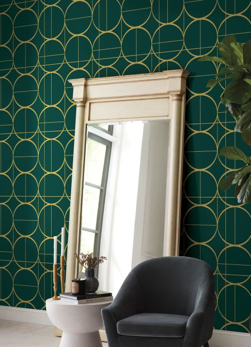 Geometric Wallpaper Wallpaper Delfos blue green Room View