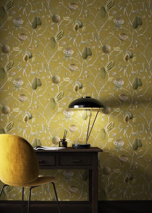 Botanical Wallpaper Wallpaper Morada ochre Room View