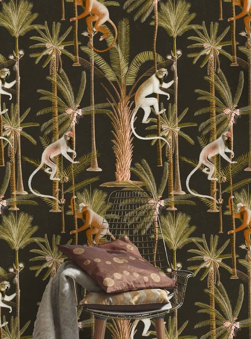 Monkey Wallpaper Wall mural Barbados anthracite Room View