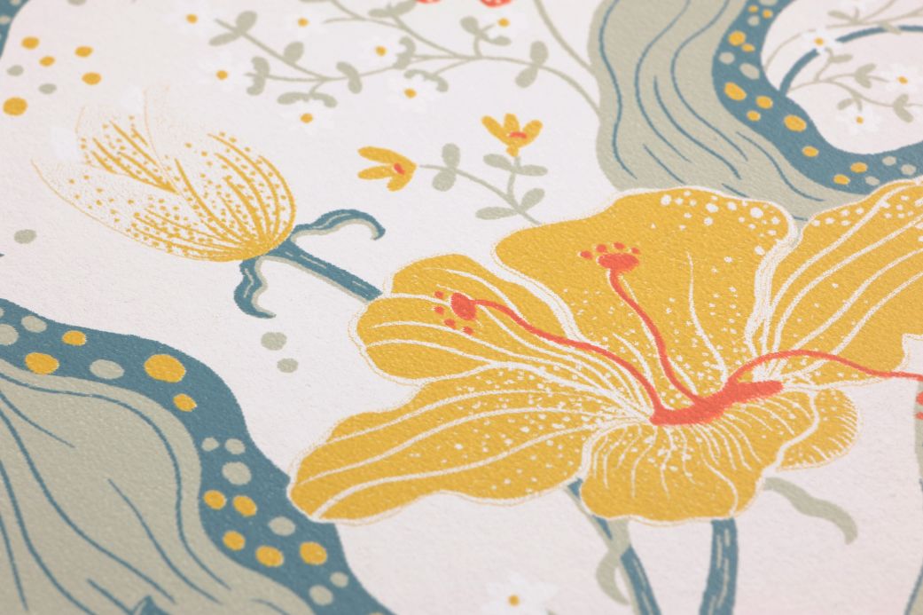 Papel pintado floral Papel pintado Edvin amarillo limón Ver detalle
