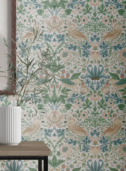 Floral Wallpaper Wallpaper Faunus pale green Room View