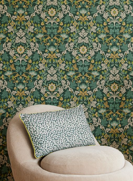 Classic Wallpaper Wallpaper Josefin mint turquoise Room View