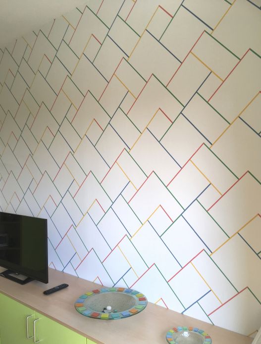Papel de parede colorid Papel de parede Sangallo multicolorido Ver ambiente