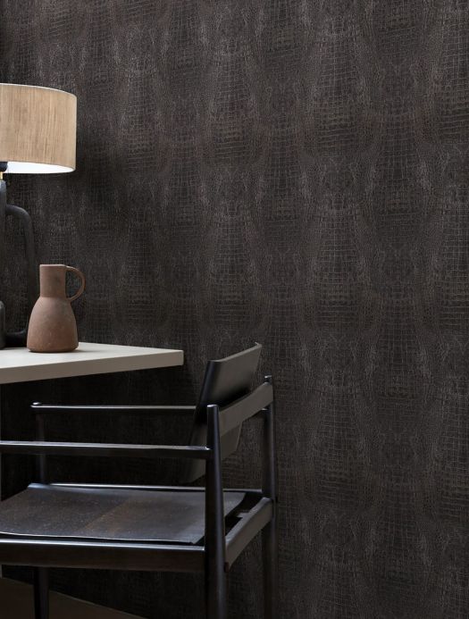 Faux Leather Wallpaper Wallpaper Orinoco Croco black Room View