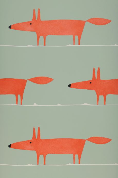 Papier peint avec des animaux Papier peint What does the Fox say rouge Largeur de lé