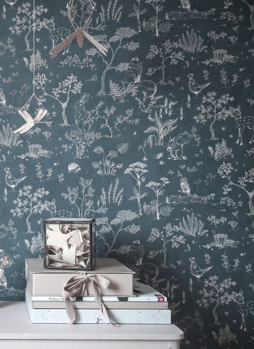Scandinavian Wallpaper Wallpaper Hollie light grey blue Room View