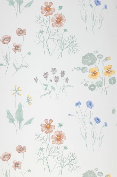 Papel de parede floral Papel de parede Melodie branco Largura do rolo