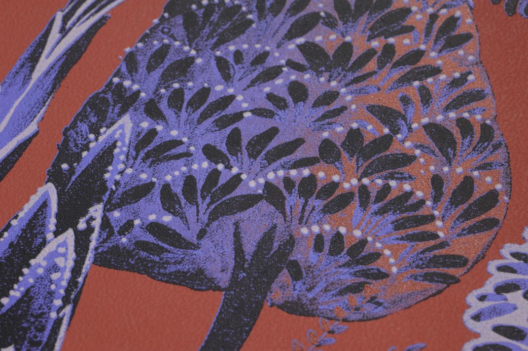 Botanische Tapeten Tapete Akari Kupferbraun Detailansicht