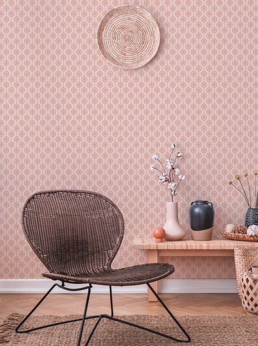 Geometric Wallpaper Wallpaper Allegra beige red Room View