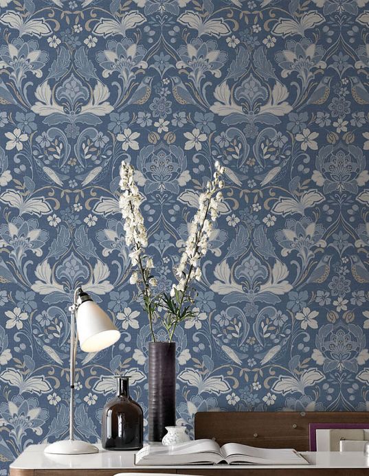 Archiv Wallpaper Leyla shades of blue Room View