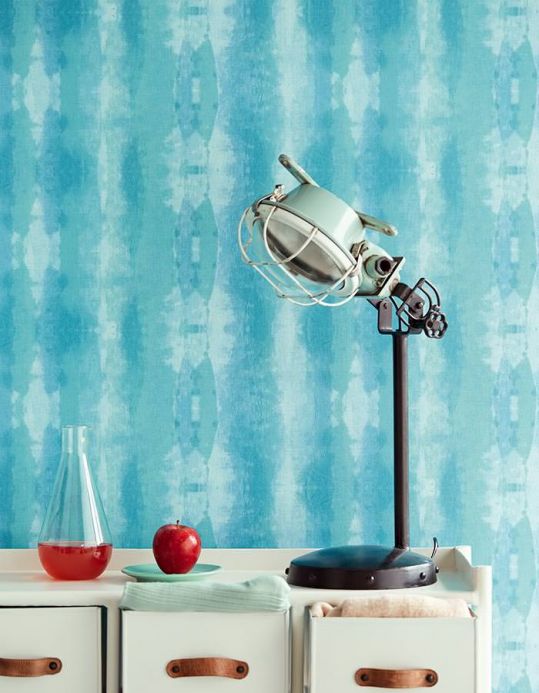 Wallpaper Wallpaper Alika turquoise blue Room View