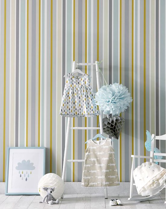 Striped Wallpaper Wallpaper Jama grey Room View