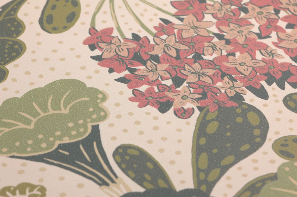 Green Wallpaper Wallpaper Flowery cream Detail View
