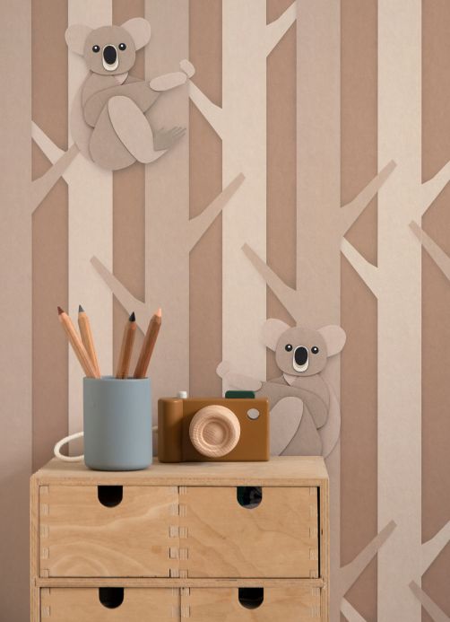Non-woven Wallpaper Wall mural Koala light brown grey Room View