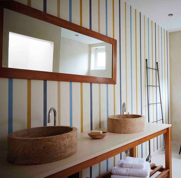 Striped Wallpaper Wallpaper Sabira pastel blue Room View