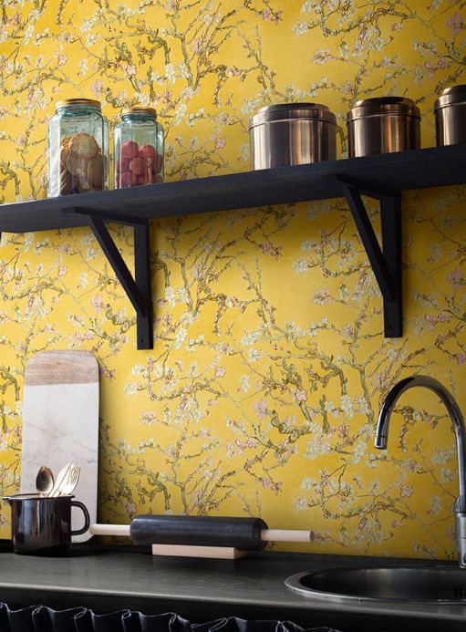 Gastronomy Wallpaper Wallpaper VanGogh Blossom yellow Room View