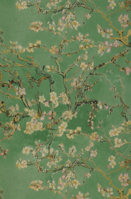 Papel pintado moderno Papel pintado VanGogh Blossom verde reseda Ancho rollo